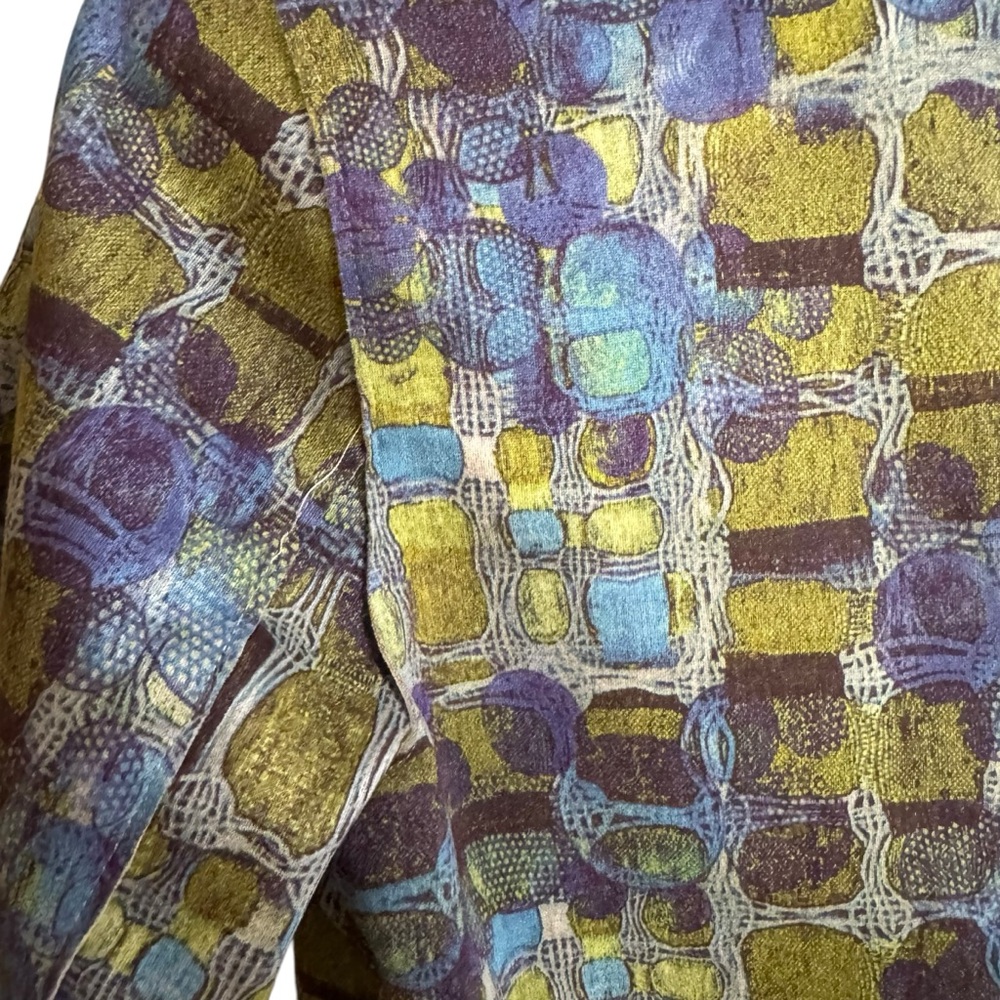 Adore Print Trench Coat Green Blue Geometric Print Size Small NWT - Picture 6 of 10